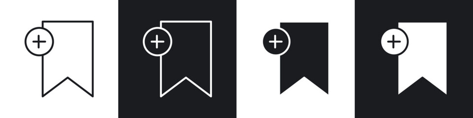 Bookmark add icons in flat and thin stroke style