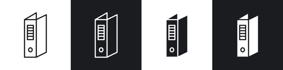 Binder icons in flat and thin stroke style