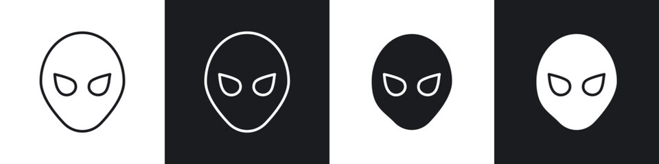 Alien icons in flat and thin stroke style