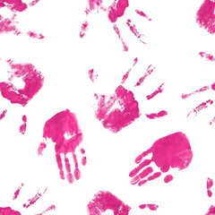 Pink Handprints on White Background