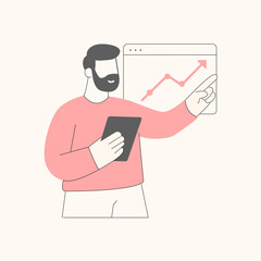 Businessman Presenting Growth Chart Flat Vector Illustration