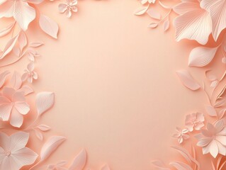 Elegant 3D Rendered Floral Border Frame with Embossed Petals and Empty Copy Space