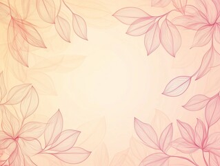 Elegant Abstract Floral Leaf Outline Border Design with Soft Textured Background