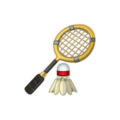 Emoji badminton Racket and Shuttlecock. Realistic Vector Illustration isolated on white background, vector 10 eps.