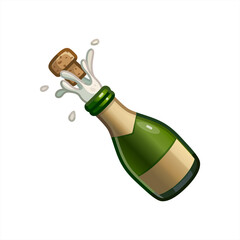 Emoji Bottle of champagne, emoji cocktail, vector 10 eps.