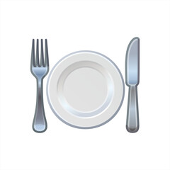 Fork knive plate emoji vector food eating illustration, vector 10 eps.
