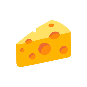 Cheese icon with flat style. Emoji cheese icon. Simple cheese vector 10 eps.