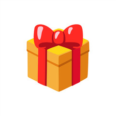 Gift box bow emoji present illustration vector birthday ribbon symbol sign icon, vector 10 eps.