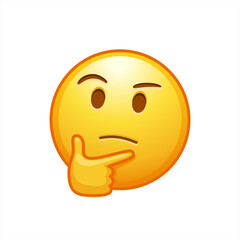 Thinking face emoji - emoticon face shown with a single finger and thumb.