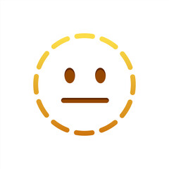 Dotted Line Face emoji isolated on white background. Emoticons symbol modern, simple, vector, printed on paper. Vector illustration.