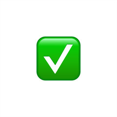 Green check mark emoji icon. Isolated. Vector 10 eps.
