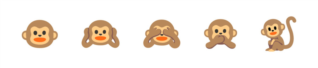 Vector flat monkey emoji 10 eps.