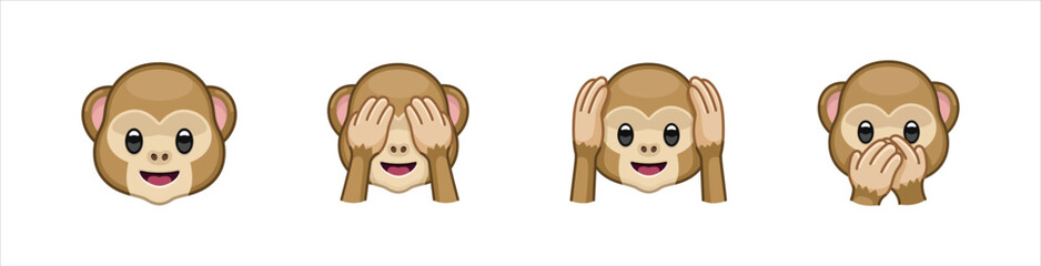 Vector flat monkey emoji, 10 eps.