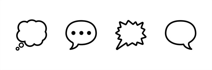 Set speech bubble emoji, speech balloon or chat bubble line art icon for apps and websites, vector 10 eps.