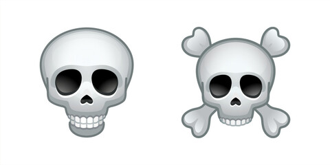 Top quality emoticon. Skull face emoji isolated, dead emoticon face emoji. Popular element. Emoji 10 eps.