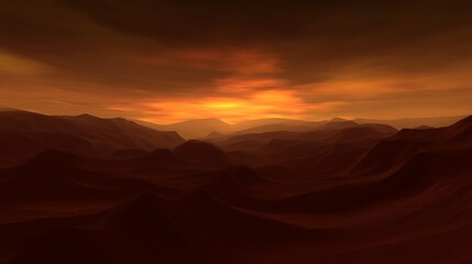 Naklejka premium Golden sunset over desert like mountains