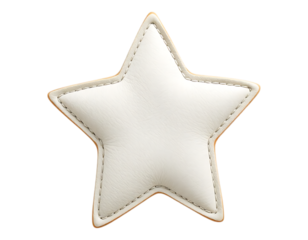 White leather star with stitched details
