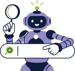 Search Robot Vector Illustration on White Background