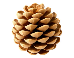 Close-up of a pine cone with detailed scales, isolated on a transparent background