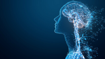 Human Brain Network Abstract Illustration on Transparent Background