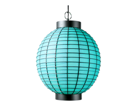 Teal Lantern Ornament with Geometric Grid and Modern Design