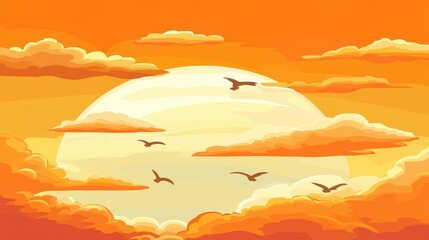 Sunset Sky: Birds in Flight