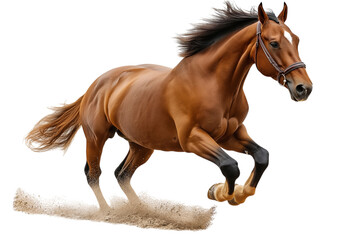 Obraz premium Speeding Horse in Motion Isolated on White Background Perfect for Farm, Power, and Animal Themes