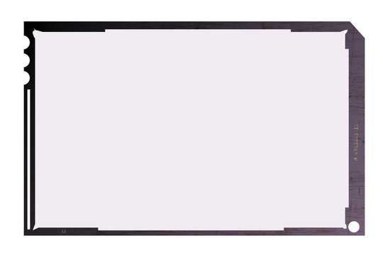 vintage 4x5 inch medium format camera sheet  film,empty frame for pictures,flat lay. Comeback of analog film photography concept, free copy space. Transparent background