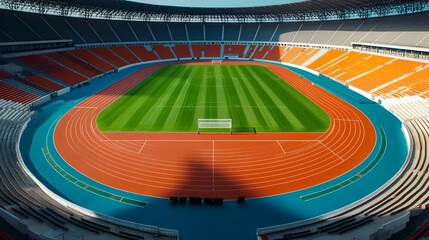 Empty Sports Stadium With Running Track