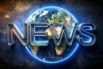 NEWS text over glowing Earth with cyber metallic colors for editorial content publishing platforms or media focused websites and magazines milkyhexddway Backgrounds news ads
