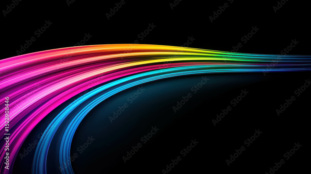 Poster vibrant light waves in vivid colors creating a stunning abstract background with smooth curves and f