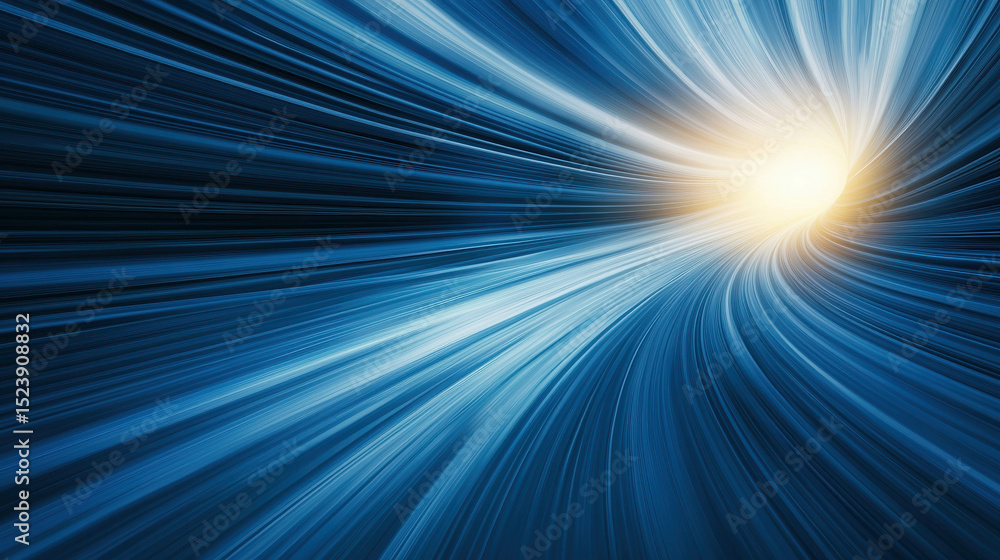 Poster abstract burst of light with dynamic blue streaks creating a sense of speed and movement in a cosmic