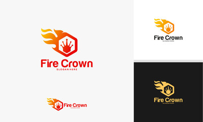 Hot Crown logo designs concept, Fire Crown logo template vector, Crown logo designs