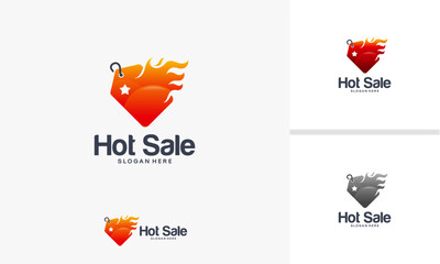 Obraz premium Hot Sale logo designs concept, Fire Price Tag logo template, Sale logo designs symbol