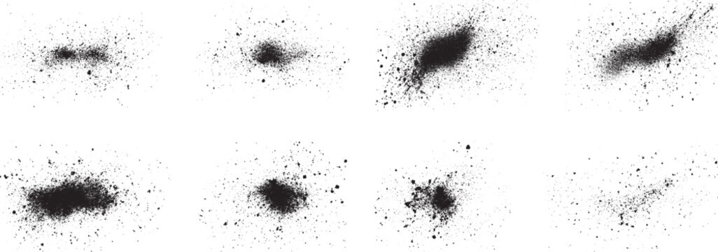 Grunge Spray Paint Vector Set, Isolated on White Background