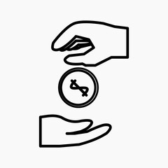 Zakat and Charity Hands Icon – Coin Donation