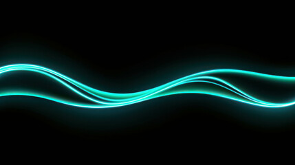 Elegant Flowing Light Waves on Black Background with Soft Glowing Neon Effect for Abstract and Digital Art Projects and Designs