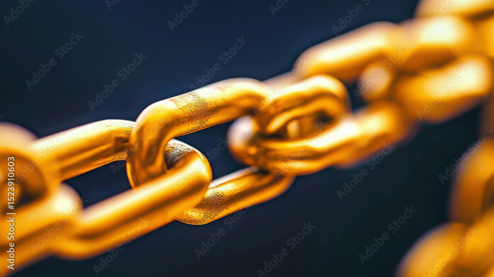 Poster Close-up View of a Golden Chain Link Against a Dark Background Highlighting Texture and Detail in a Stylish and Modern Design for Online Use