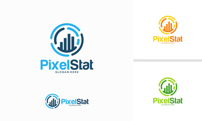 Pixel Stats logo designs concept vector, Graph Technology logo template