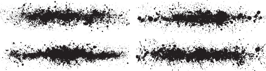 Grunge Splatter Vector, Black Ink Textures Isolated on White.