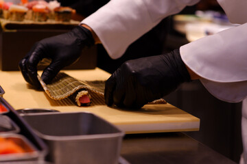 Close-up of a chef in a Japanese restaurant