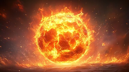 Obraz premium A vibrant depiction of the sun's intense heat.
