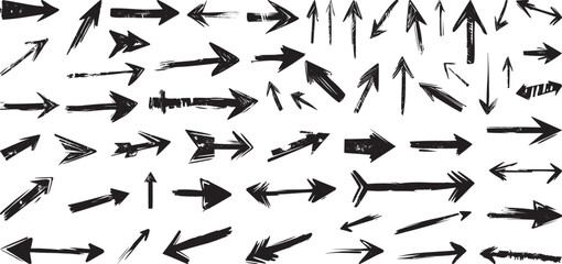 Grunge Arrows Vector Collection on White Background