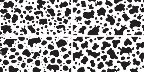 Cow Spots Pattern, Black and White Seamless Vector Illustration