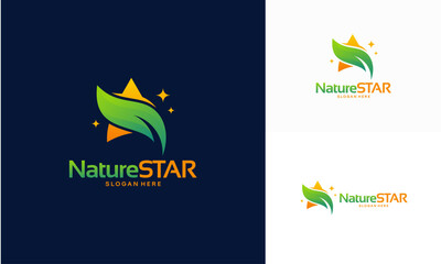 Shiny Nature logo, Shiny Leaf logo, Shiny Farm logo, Nature Star symbol template vector illustration