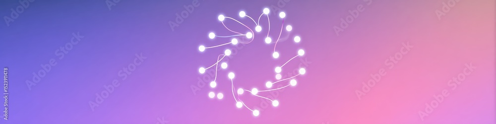 Aufkleber glowing white particle circular pattern on soft purple pink gradient