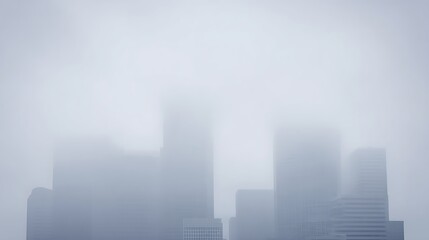 Fototapeta premium Skyscrapers barely visible through heavy fog