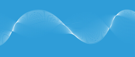 Abstract wave lines in blue gradient on minimalist background. Futuristic and dynamic look, perfect for tech, digital, and modern design projects.