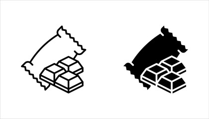 Chocolate bar icon set, opened chocolate, Chocolate bar simple vector illustration on white background