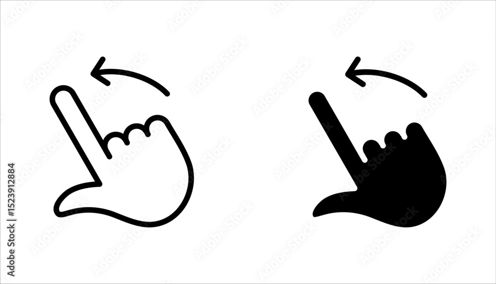 Poster swipe linear style icons set. hands button icons. vector illustration on white background